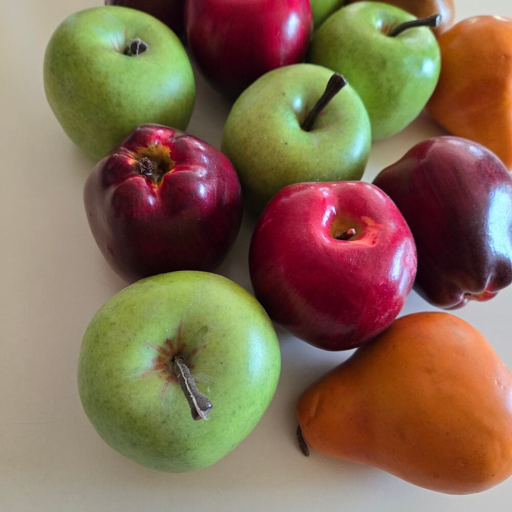 Collection of Realistic Faux Fruit Green Red Apples Golden Pears for Fall Decor - Picture 2 of 6